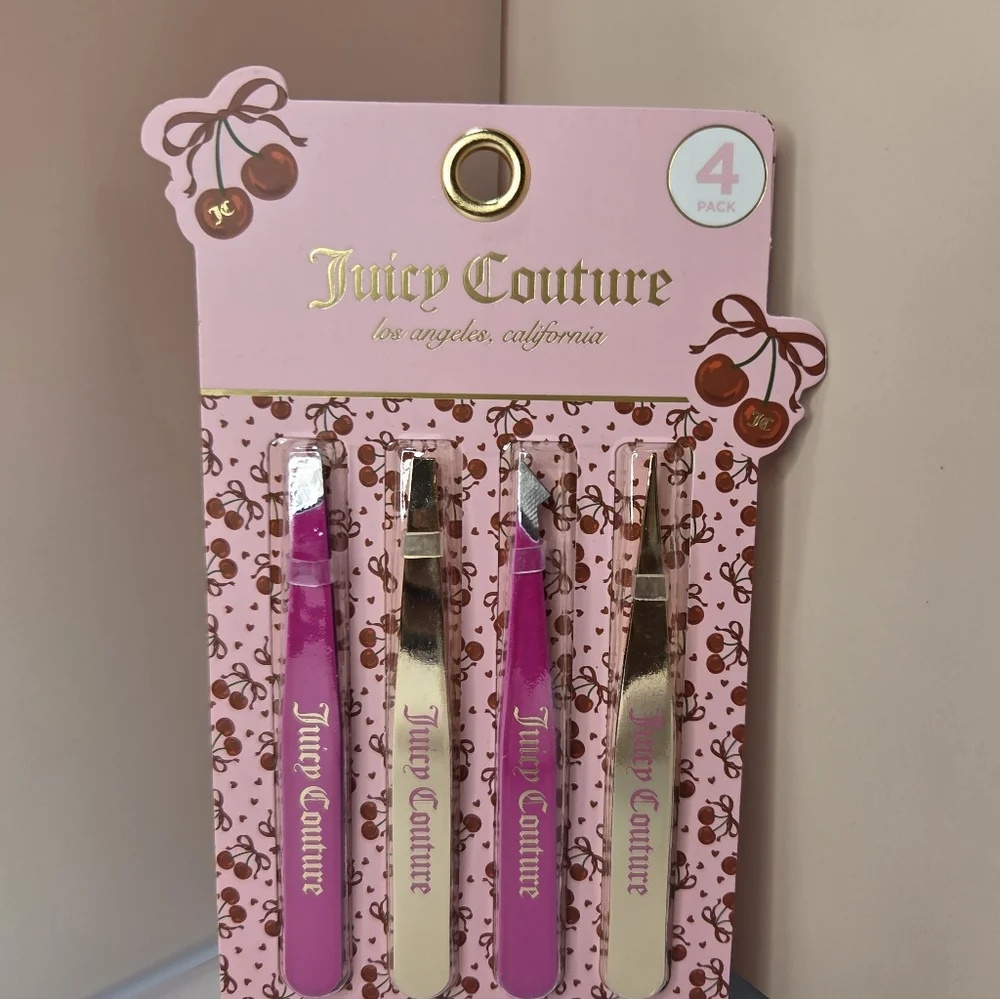 💕▪️Juicy Couture▪️ Hot Pink and Gold Set Of 4 Tweezers